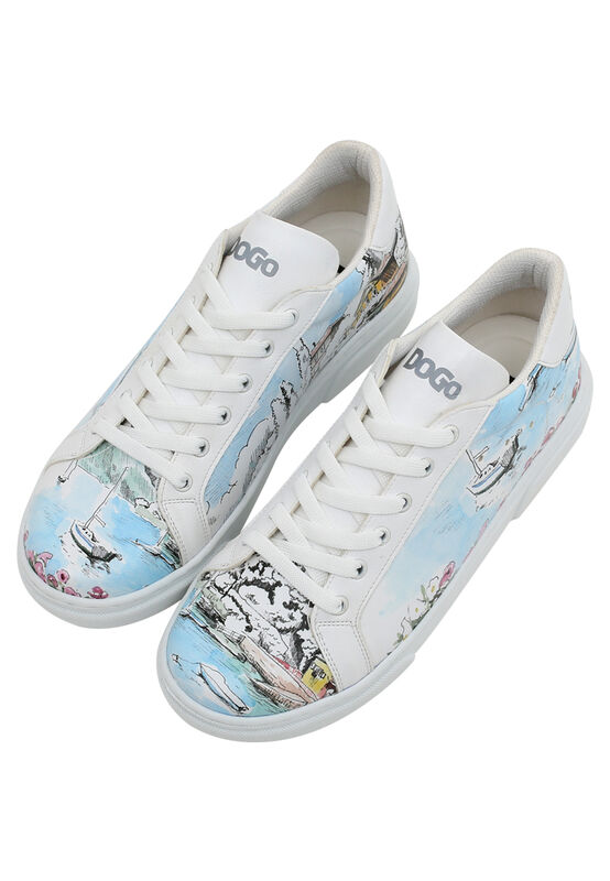 Women Vegan Leather White Sneakers Lago di Como Design