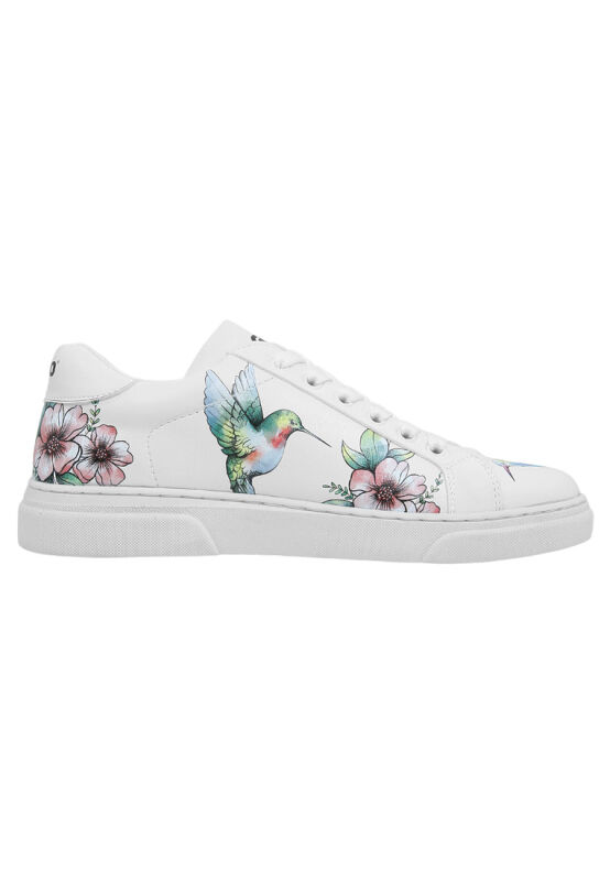 Women Vegan Leather White Sneakers As Free As a Bird Design