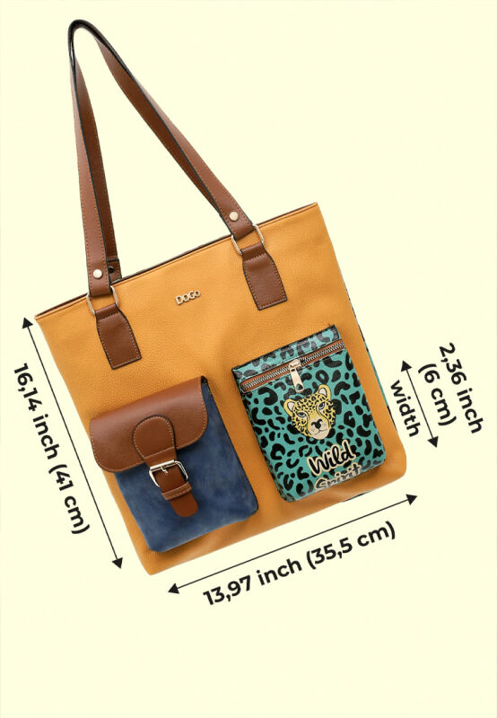 Women Vegan Leather Yellow Shoulder Bag - Wild Spirit Design