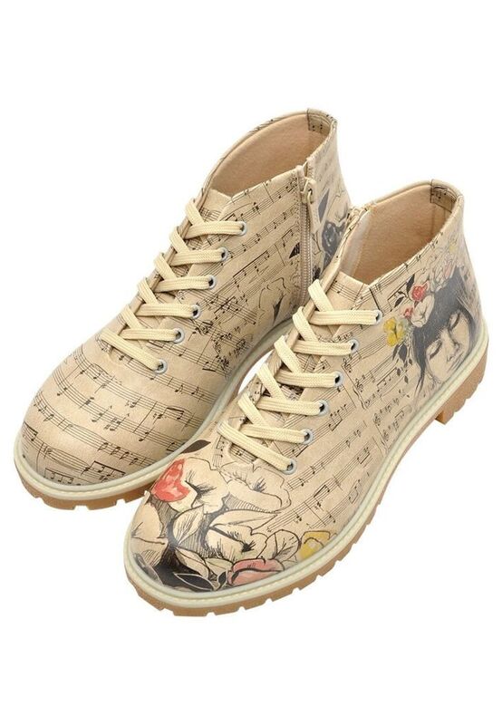 Women Vegan Leather Beige Zipper Ankle Boots Music on World Off Design