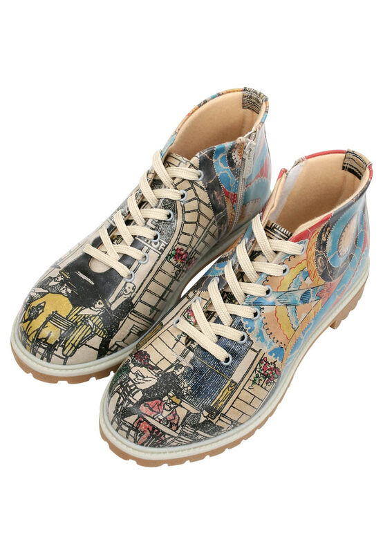 Women Vegan Leather Multicolor Zipper Ankle Boots Cafe Heinrich Design