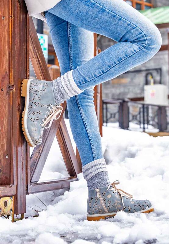 Women Vegan Leather Blue Ankle Boots Birds Have Wings Design DOGO Store