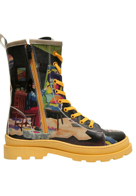 DOGO Vegane Damen Boots – Bunt, Nachhaltig, Mit 3,5 Cm Absatz – Stylische Stiefeletten Aus Kunstleder, Schafthöhe 16 Cm
