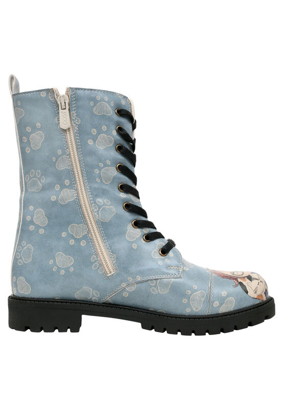 Women Vegan Leather Blue Zipper Long Boots - I Have Cattitude