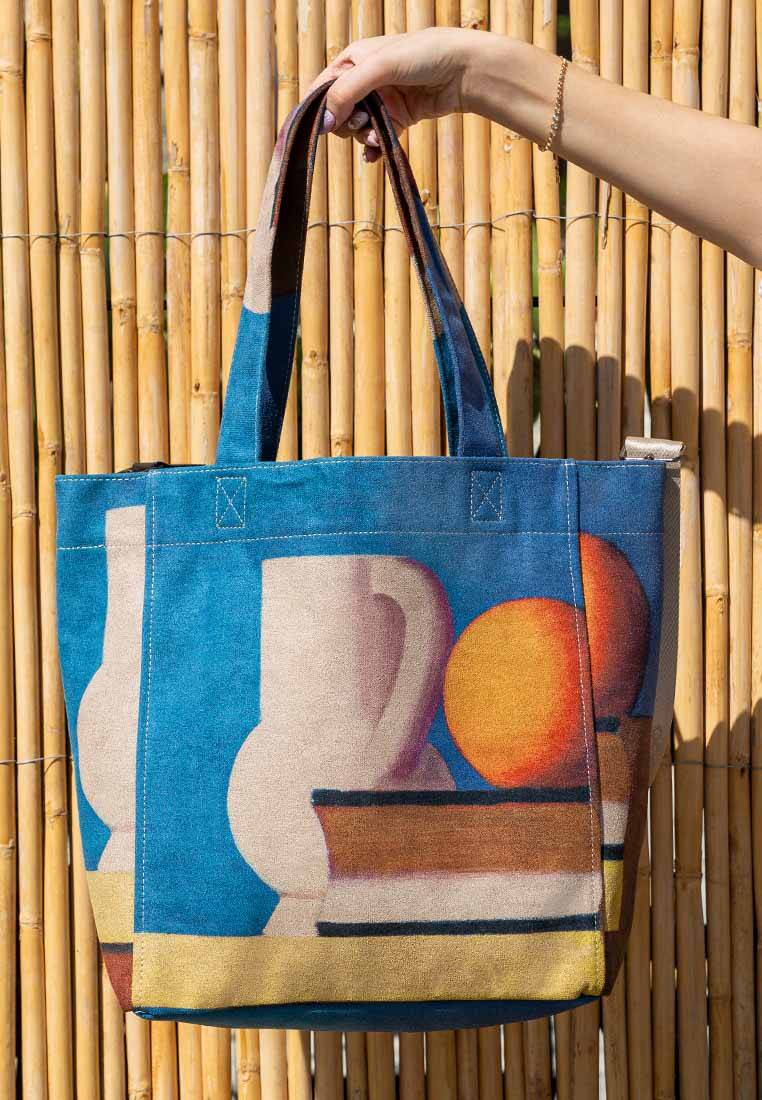 Kadın Vegan Çok Renkli Large Tote Bag - Arrangement With White Jug Tasarım