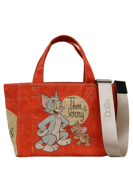 Women Vegan Orange Medium Tote Bag - Warner Bros Tom & Jerry